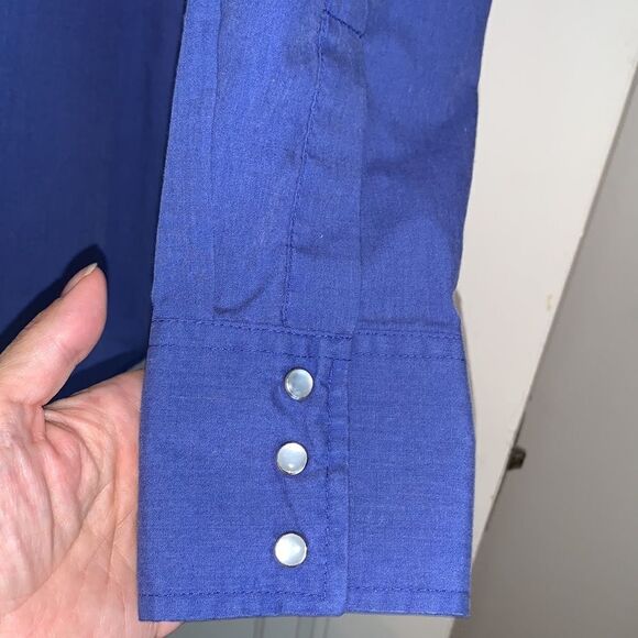 Vtg Plains Western Wear blue snap up shirt - Picture 3 of 10